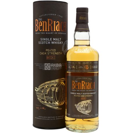 BenRiach Cask Strength Peated Batch 1, 0,7 л, Виски односолодовый, подарочная упаковка