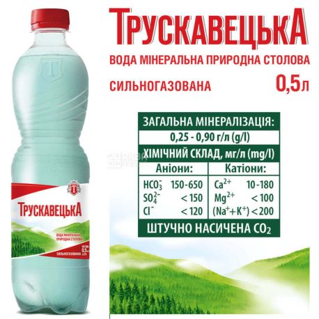 Truskavetskaya Aqua-Eco, 0.5 L, Highly carbonated mineral water, PET