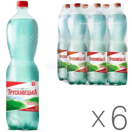 Трускавецька Аква-Еко, 1,5 л, Упаковка 6 шт., Вода мінеральна сильногазована, ПЕТ