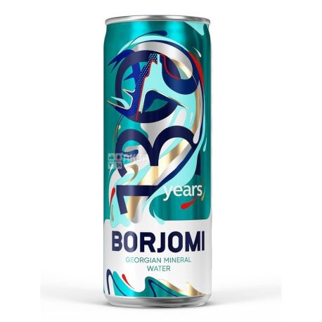 Borjomi, 0,33 л, Боржоми, Вода минеральная сильногазированная, ж/б