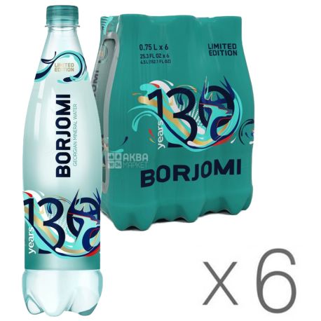 Borjomi, 0,75 л, Упаковка 6 шт., Боржоми, Вода минеральная сильногазированная, ПЭТ