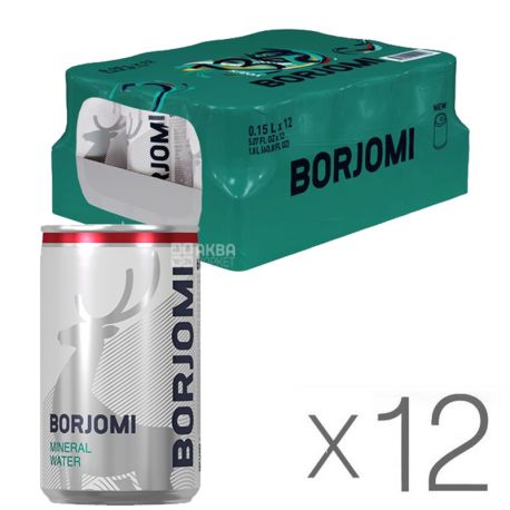 Borjomi, Упаковка 12 шт. х 150 мл, Боржоми, Вода минеральная сильногазированная