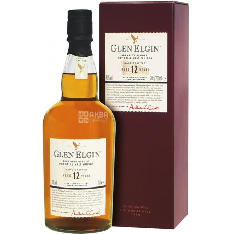 Glen Elgin 12 yo, 0,7 л, Виски односолодовый, подарочная упаковка