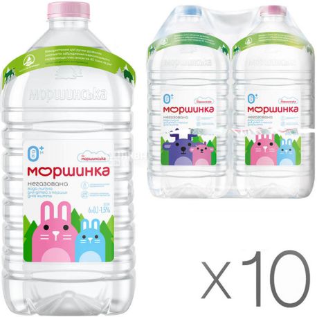 Non-carbonated Morshinka, Mineral water, 6 L, Pack of 10 pcs., PET, PAT