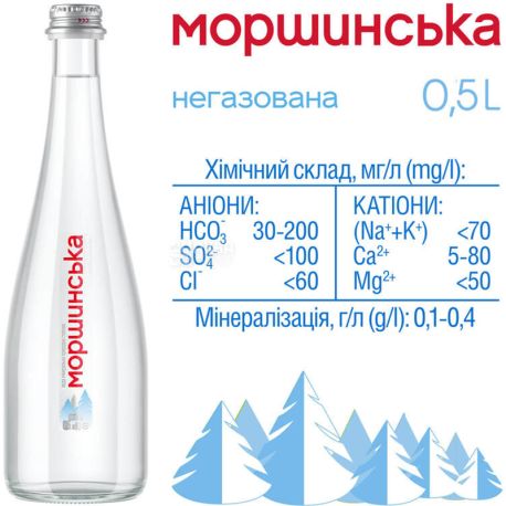 Моршинська Premium, 0,5 л, Вода мінеральна негазована, скло