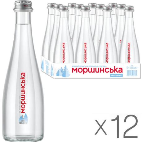 Моршинская Premium, 0,33 л, Упаковка 12 шт., Вода минеральная негазированная, стекло