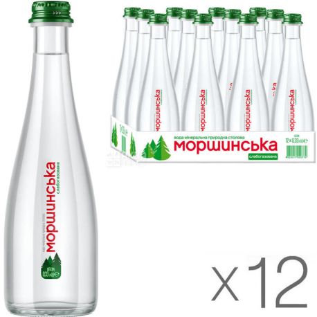 Моршинська Premium, 0,33 л, Упаковка 12 шт., Вода мінеральна слабогазована, скло