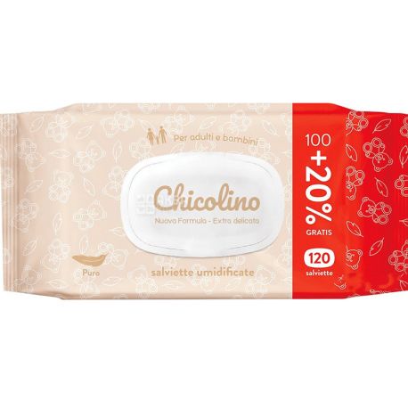 Chicolino Puro, 120 шт., Салфетки влажные, для взрослых и детей
