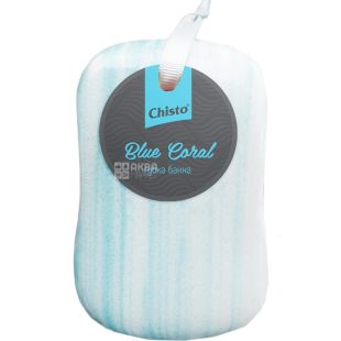 Chisto, Blue coral, 1 шт., Губка банная, голубая 