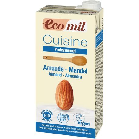 Ecomil Cuisine, 1 л, Сливки из миндаля, для приготовления, растительные