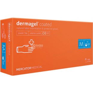 Mercator Dermagel, 100 шт, Розмір M, Меркатор, Рукавички латексні, нестерильні, неопудрені, тілесні