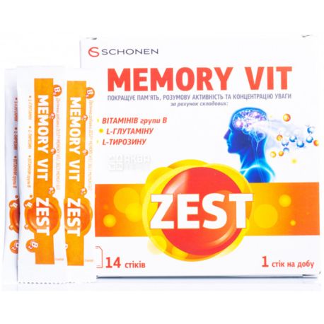 Zest, Memory Vit, 14 стиков, Диетическая добавка Зест, витамины
