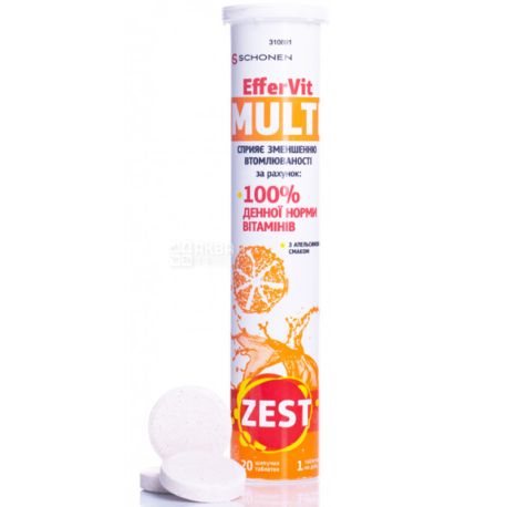Zest, EfferVit Multi, 20 шипучих таблеток, Дієтична добавка Зест, вітаміни