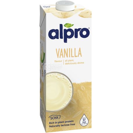 Alpro, Soya Vanilla, 1 л, Алпро, Соевое молоко с ванилью, витаминизированное