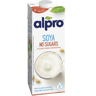 Alpro, Soya No sugars, 1 л, Алпро, Соєве молоко без цукру та лактози, вітамінізоване