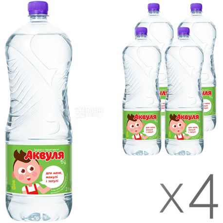 Аквуля, 2 л, Упаковка 4 шт., Вода детская негазированная, с первых дней жизни, ПЭТ