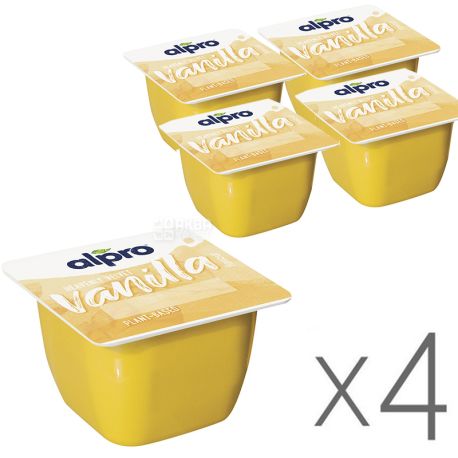 Alpro, Simply Vanilla, Упаковка 4 шт. по 125 г, Алпро, Десерт Ванильный, соевый йогурт