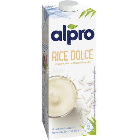 Alpro, Rice Dolce, 1 л, Алпро, Рисове молоко, без лактози, вітамінізоване