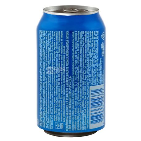 Pepsi-Cola, 0,33 л, Пепси-Кола, Классическая, Вода сладкая, ж/б