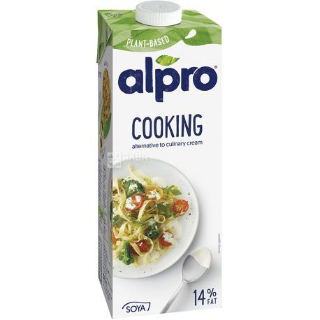 Alpro, Cuisine Soya, 1л, Вершки соєві Алпро, для готування, 14%