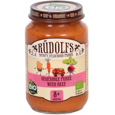 Rudolfs, 190 g, Meat and vegetable puree, Veal with vegetables, organic, from 6 months