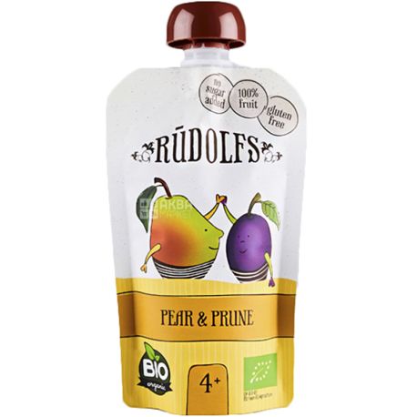 Rudolfs, 110 g, Fruit Puree, Pear-Prune Smoothie, Organic, 4+ Months