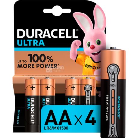 Duracell, Ultra Power LR6, 4 шт., Батарейка алкалиновая, 1.5V, АА