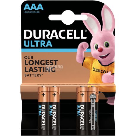 Duracell, Ultra Power LR03, 4 шт., Батарейка алкалінова, 1.5V, ААА