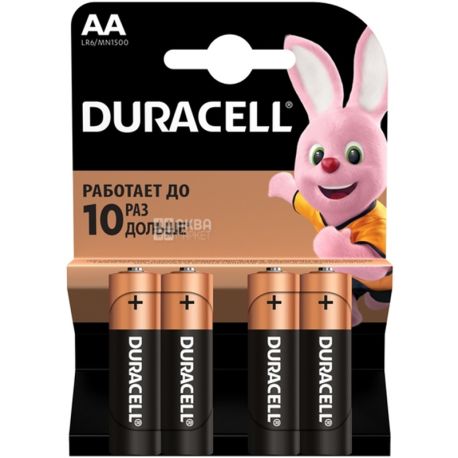 Duracell, Basic LR6, 4 шт., Батарейка алкалінова, 1.5V, АА