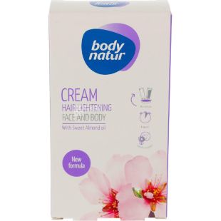Body Natur Hair Lightening Cream for Face & Body, 2x50 мл, Крем для осветления волос на лице и теле
