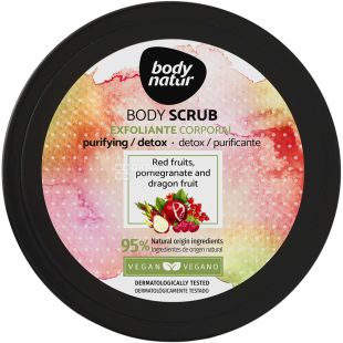 Body Natur, Red fruits Pomegranate and Dragon fruit, 200 мл, Скраб для тела, с лесными ягодами, гранатом и драконьим фруктом 