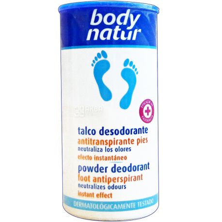 Body Natur Powder Deodorant, 75 мл, Дезодорирующая пудра-антиперспирант для ног
