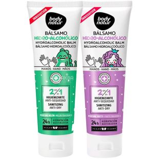 Body Natur Dino Hydroalcoholic Kids Balm, 100 мл, Антисептический детский крем-бальзам для рук Дино