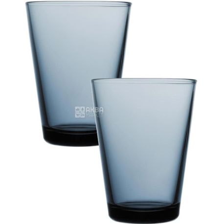 Iittala, Kartio, 2 шт., Стакан скляний, синьо-сірий, 400 мл
