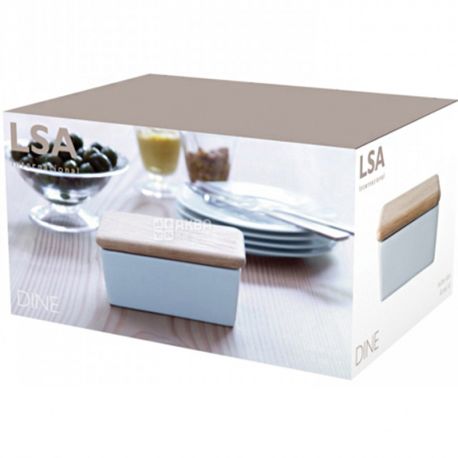 LSA international, Dine, Porcelain oil can with wood lid, 10 cm
