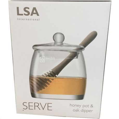 LSA international, Serve, Honey Jar with Spoon, Glass, 12.5 cm