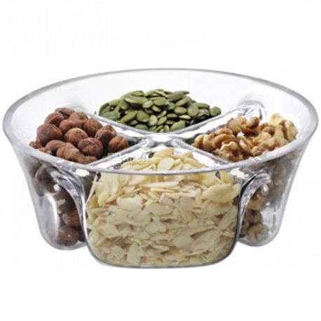 LSA international, Serve, Serving Bowl with compartments, glass, 18 cm