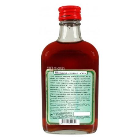 Здорова родина, Сироп Шипшина, Ехінацея, М'ята, 0,25 л, скло