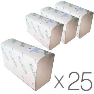 Кохавинка, Упаковка 25 шт. х 200 аркушів, Паперові рушники, Z-складання, 1-шарові, сірі, 220 х 230 мм