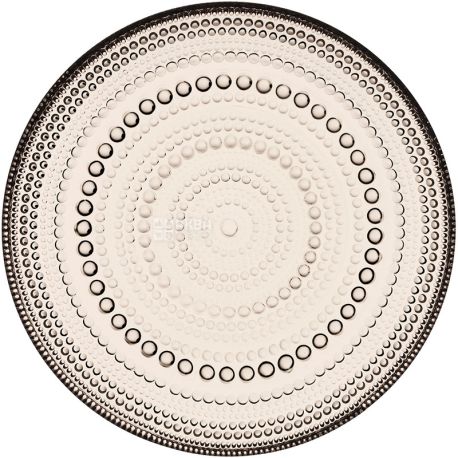 Littala, Kastehelmi, 1 pc., Glass plate, brown, 17 cm