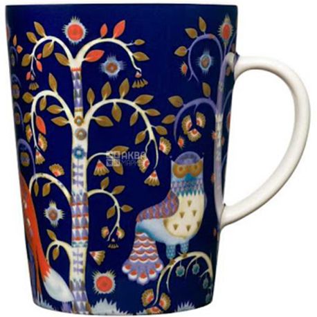 Littala, Taika, 1 pc., Porcelain mug, blue, with a pattern, 400 ml