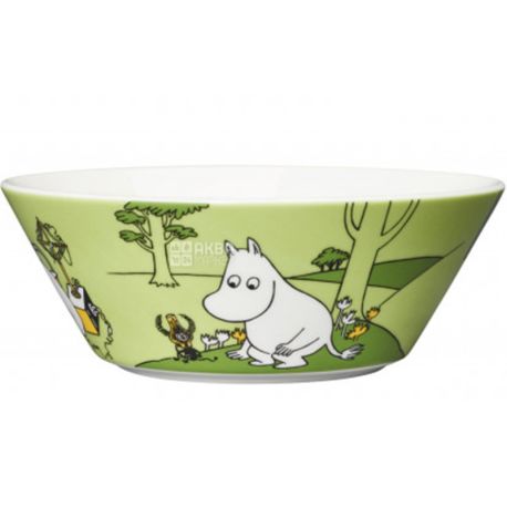 Arabia, Moomin, 1 шт., Пиала керамическая Муми-Троль, зеленая, с рисунком, 15 см