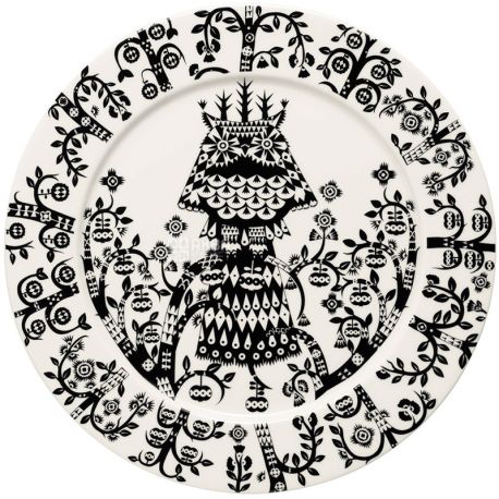Littala, Taika, Тарілка порцелянова, біла з чорним малюнком, 27 см