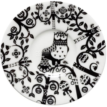 Littala, Taika, Блюдце порцелянове, біле з чорним малюнком, 11 см