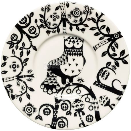 Littala, Taika, Блюдце фарфоровое, белое с черным рисунком, 15 см