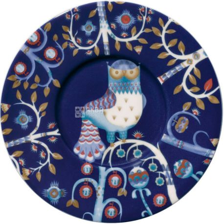 Littala, Taika, Блюдце фарфоровое, синее, с рисунком, 15 см