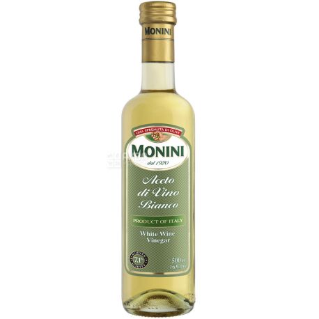 Monini, 0.5 L, Vinegar 7.1%, Wine, White, Glass