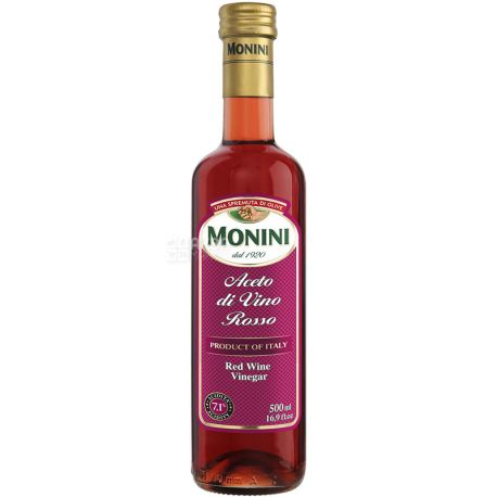 Monini, Aceto di Vino, 500 мл, Оцет винний, червоний, 7,1%, скло