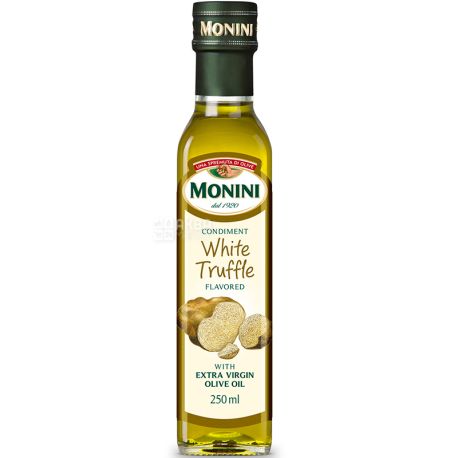 Monini, 250 ml, Olive oil with white truffle, White Truffle Extrara virgine oil, glass