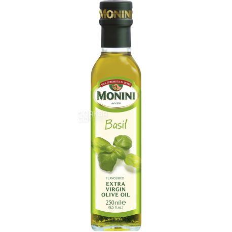 Monini, 250 мл, Масло оливковое с базиликом, Basil Еxtra virgine oil, стекло